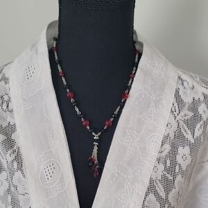 Elegant Red and Black Beaded Necklace
